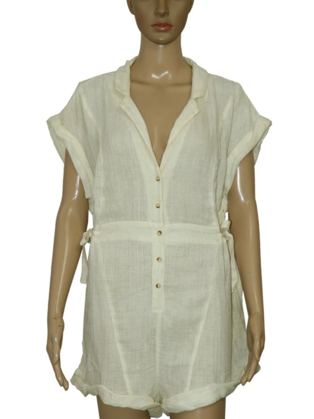 Out From Under Rosie Romper Kimono Drawstring Ivory New XL